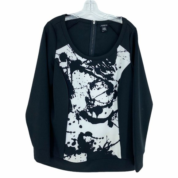 Torrid Sweater Sweatshirt Blouse Size 1 Black - Picture 1 of 7